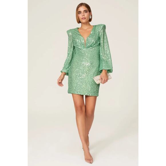 Ieena for Mac Duggal Sequin Blouson Sleeve Dress Size 4 - Picture 1 of 11
